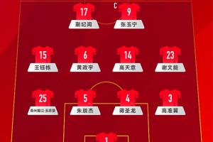 国足首发俱乐部分布：海港、泰山、申花各3人，浙江&amp;国安1人